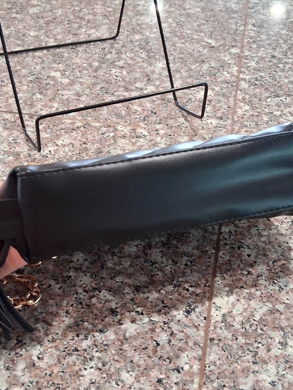 Black Quilted Crossbody with Tassel and Gold Chain Strap.New - Picture 10 of 10